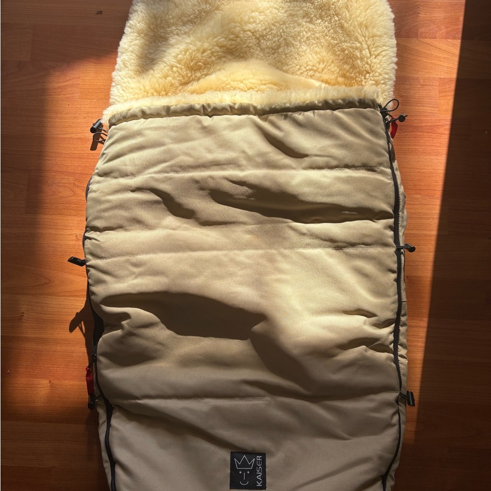 Neutral Beige Sheepskin Stroller Bunting -